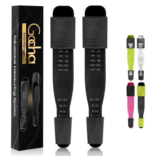 GOCHA Gadgets, Adjustable Measuring Spoon Double Sided, Plastic Metering Ingredients Spoon for Kitchen Baking Cooking Coffee Sugar Salt Powder Spices - Double Ended