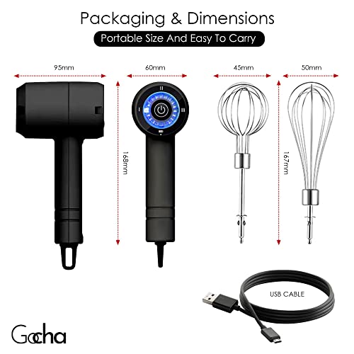 GOCHA Gadgets, Wireless Mini Hand Whisk Baking Mixer, Handheld Small Hand Mixer for Eggs, Soups, Cream, Batters - 3 Speed Variations