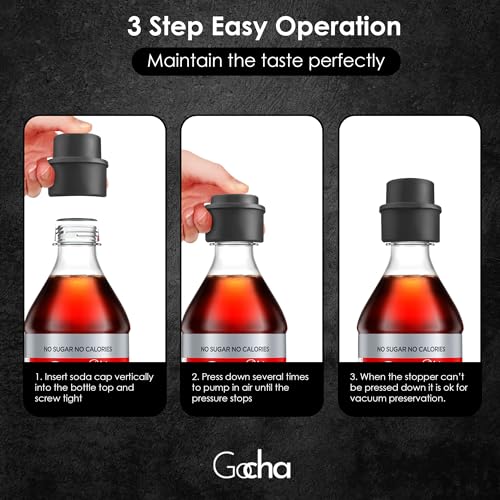 GOCHA Gadgets, Reusable Soda Bottle Stopper Drink Sealer Soda Cap, Fizz Keeper Soda Stoppers & Preserver, Keep Drinks Fresh and Flavorful - Pack of 2 Soda Fizz