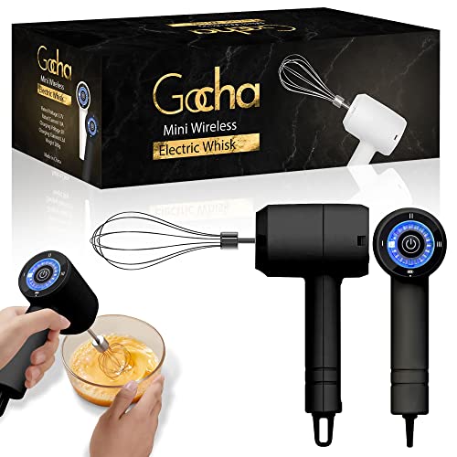 GOCHA Gadgets, Wireless Mini Hand Whisk Baking Mixer, Handheld Small Hand Mixer for Eggs, Soups, Cream, Batters - 3 Speed Variations