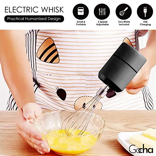 GOCHA Gadgets, Wireless Mini Hand Whisk Baking Mixer, Handheld Small Hand Mixer for Eggs, Soups, Cream, Batters - 3 Speed Variations