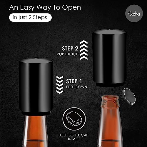 GOCHA Gadgets, Magnetic Bottle Opener Bottle Cap Opener Press & Pop Lid Open Bar Opener Stainless Steel Automatic Push & Pull Magnet Bottle Top Opener - Pack of 1