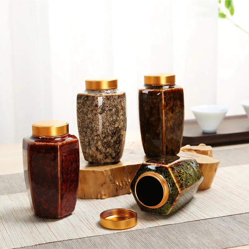 Kiln-Glazed Ceramic Sealed Tea Jar